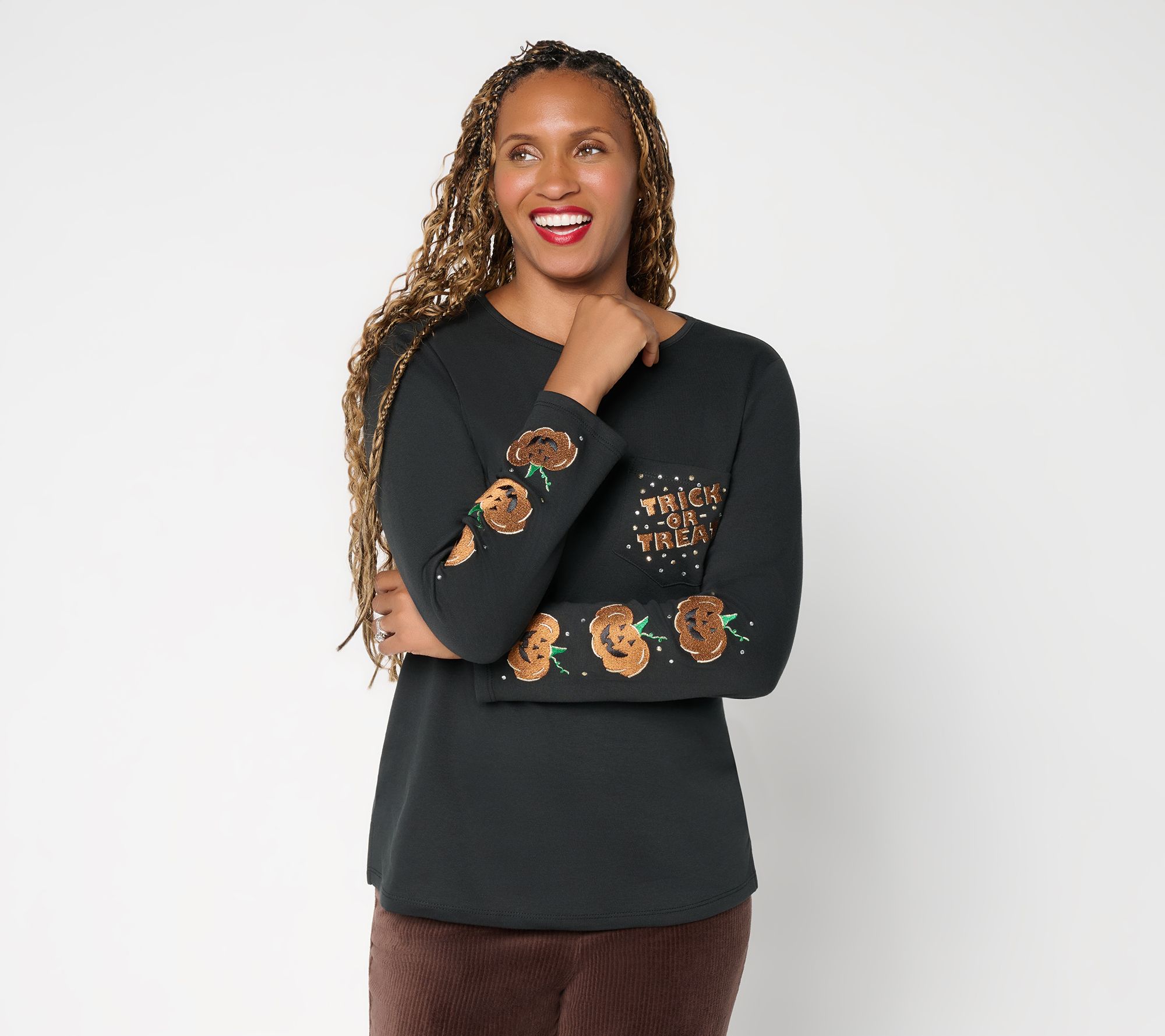 Jeepers Creepers Long Sleeve Pocket Top - Black